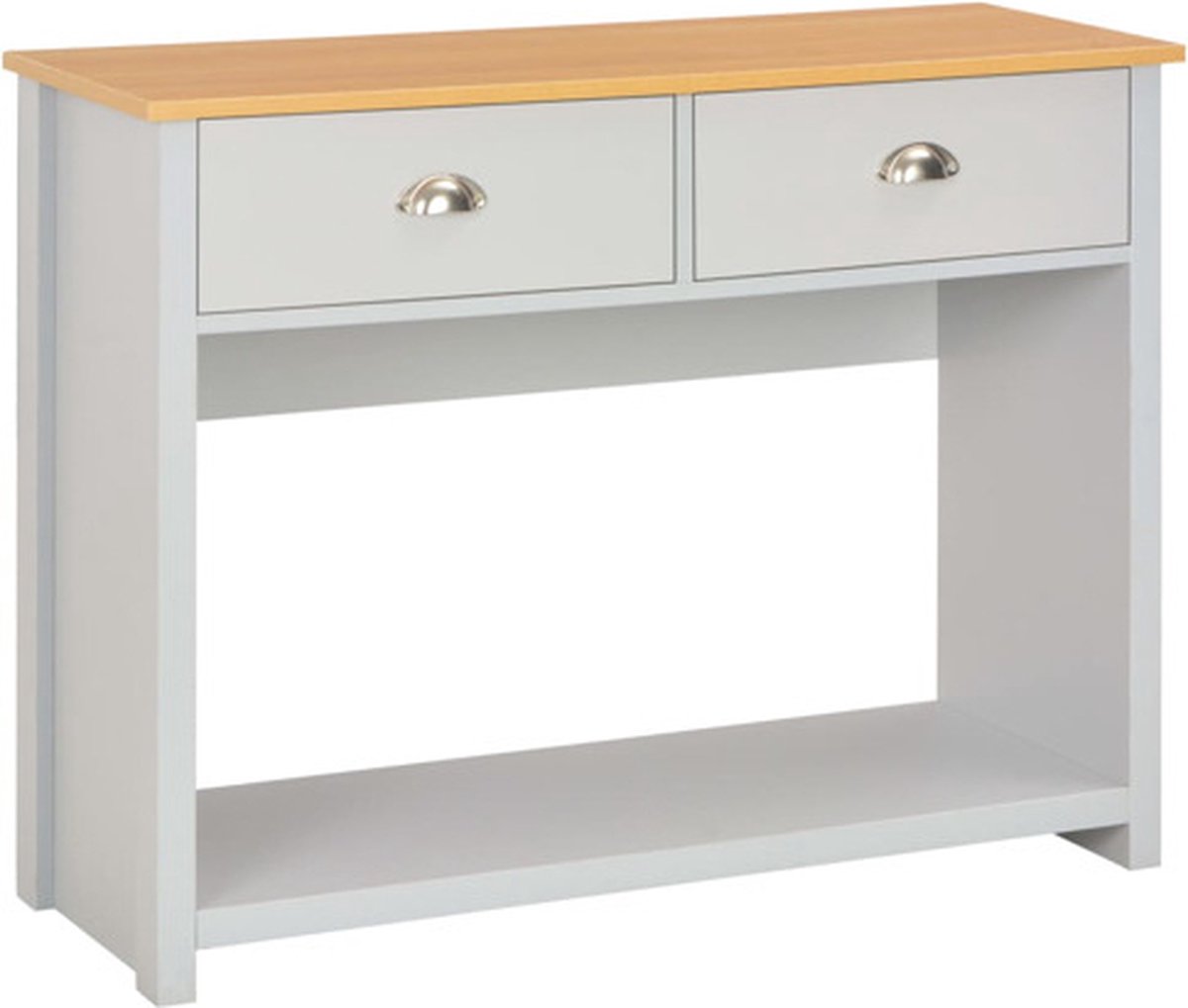 vidaXL Wandtafel - 97x35x76 - cm - grijs grijs en natuurlijke houtkleur
