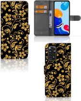 Telefoonhoesje Xiaomi Redmi Note 11/11S Bookcase Cadeau voor Oma Gouden Bloemen