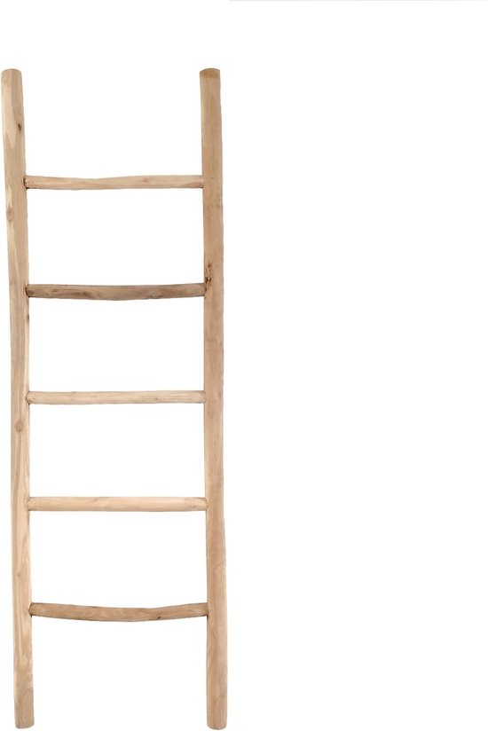 Teakea - Teakhouten decoratie ladder | Naturel Eiken-Look| 50x5x175