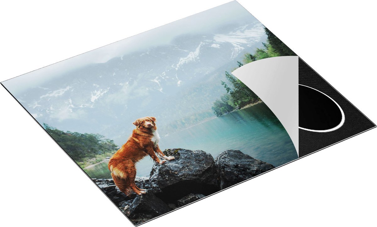 Chefcare Inductie Beschermer Retriever Hond bij het Water in de Bergen - 60x52 cm - Afdekplaat Inductie - Kookplaat Beschermer - Inductie Mat