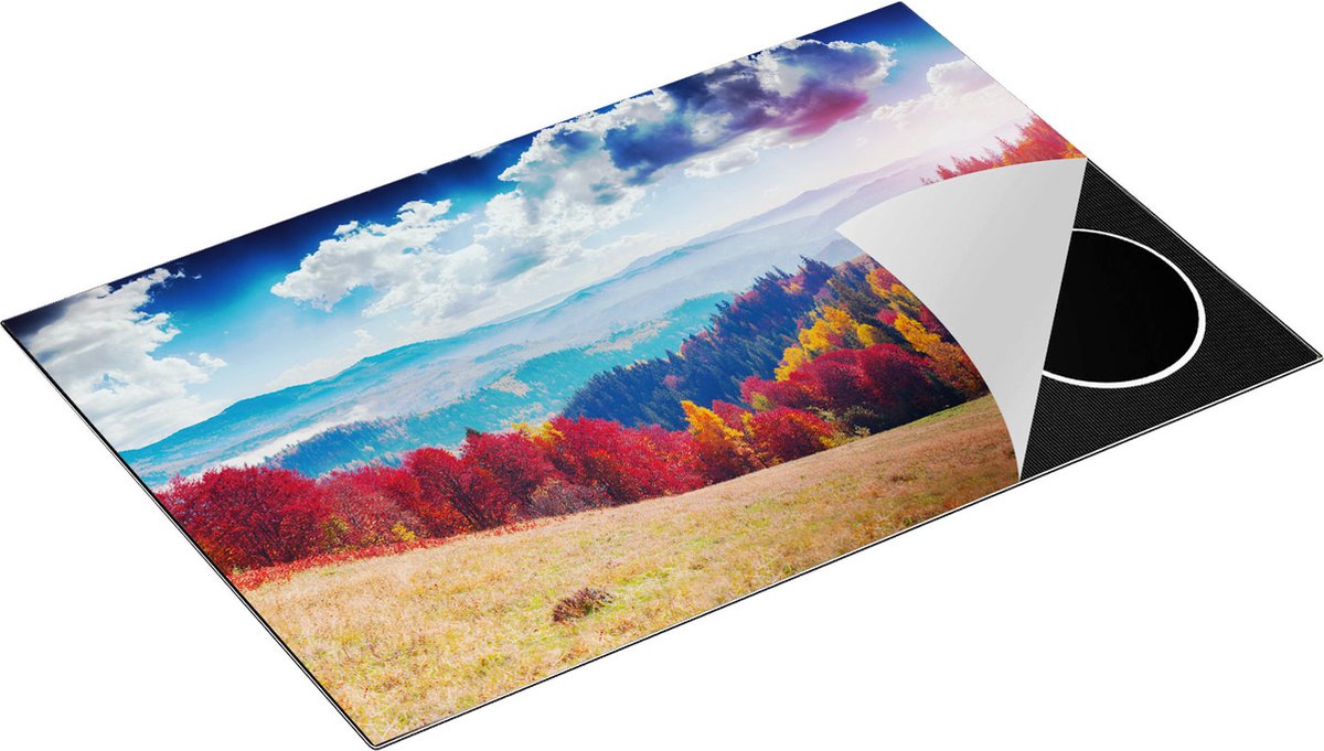 Chefcare Inductie Beschermer Kleurrijke Herfstbos met Heuvellandschap - 83x51,5 cm - Afdekplaat Inductie - Kookplaat Beschermer - Inductie Mat