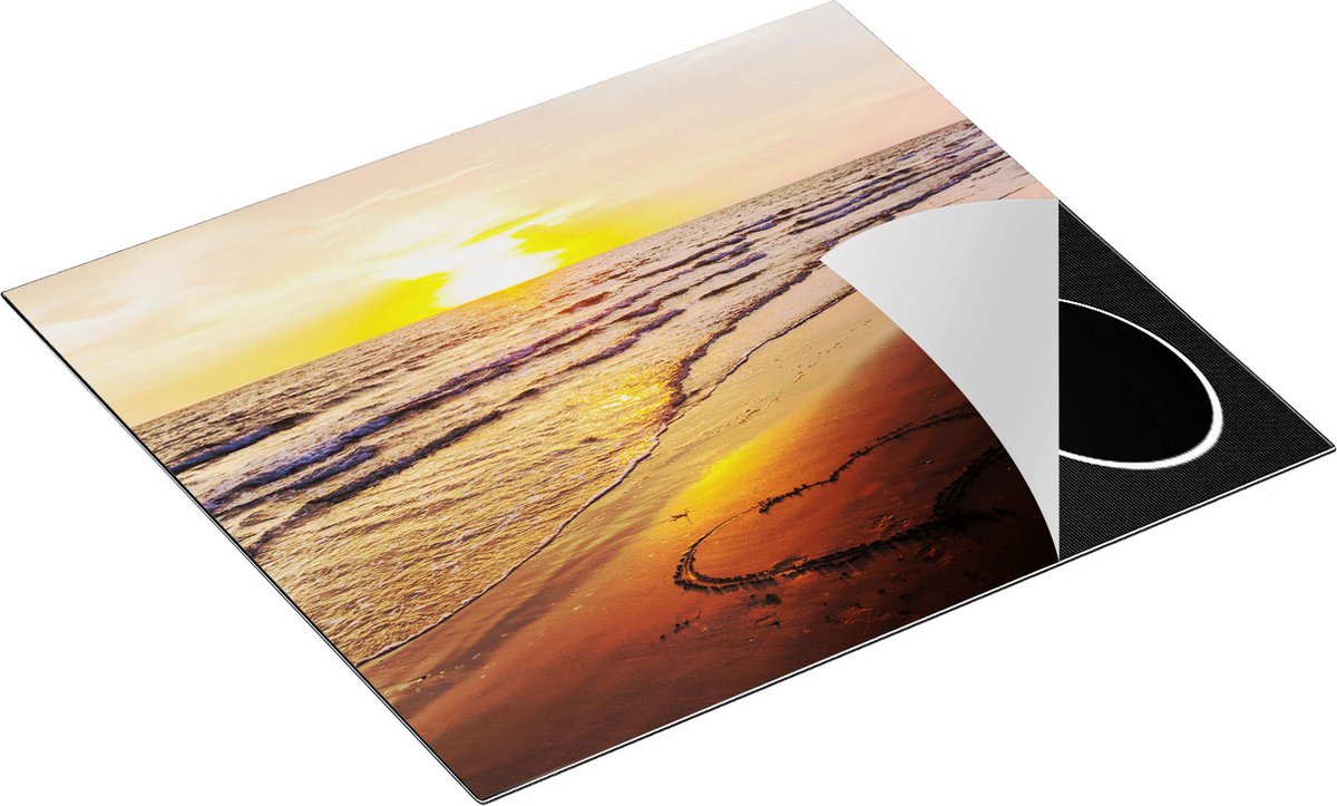 Chefcare Inductie Beschermer Zonsondergang op het Strand met een Hartje - 57,6x51,6 cm - Afdekplaat Inductie - Kookplaat Beschermer - Inductie Mat