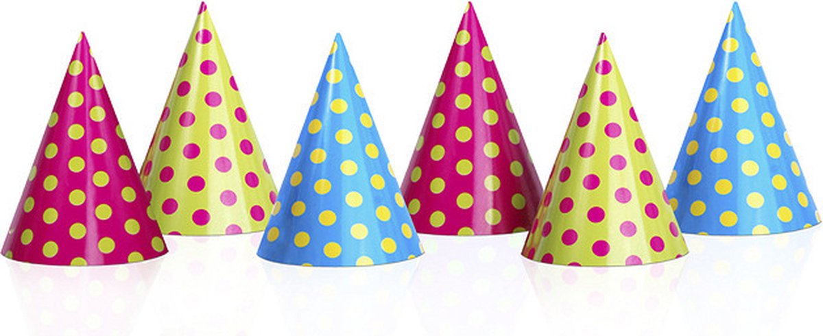 Chapeaux d'anniversaire en carton à pois 12x pièces - Articles de fête  fêtes d'enfants | bol