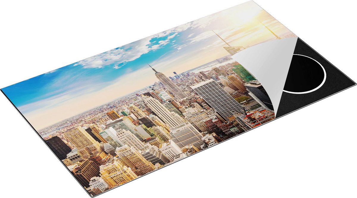 Chefcare Inductie Beschermer New York Manhattan tijdens Zonsondergang - 89,6x51,6 cm - Afdekplaat Inductie - Kookplaat Beschermer - Inductie Mat