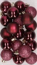 20x pcs boules de Noël en plastique aubergine violet 3 cm mat/brillant/paillettes - Décorations de Noël