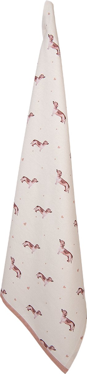 Clayre & Eef Theedoek 50x70 cm Beige Katoen Teckel