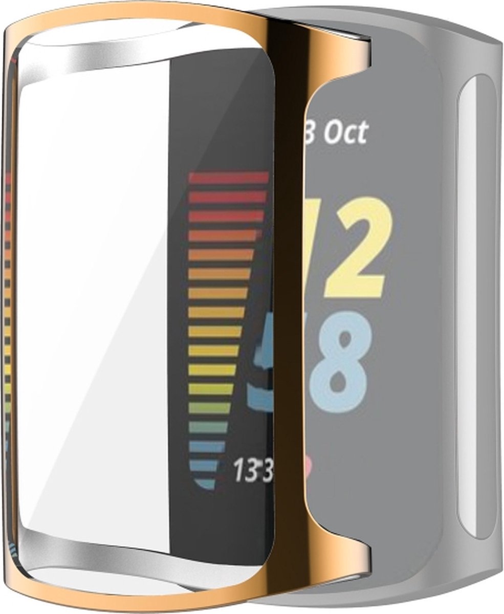 Screenprotector watch case - hoesje - geschikt voor Fitbit Charge 5 - rosegoud