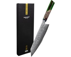 Shinrai Knives - Kiritsukemes 23 cm - Koksmes - Mes - Special Emerald Edition - Met Luxe Geschenkdoos - Koksmes - Keukenmes - Japans Hakmes