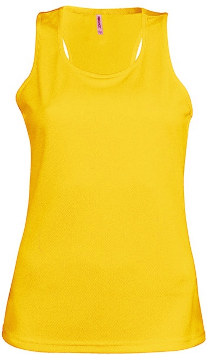 Donker geel sport singlet voor dames - donkergele tanktop / hemd M