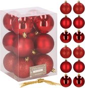 Springos Kerstballen | Kerstversiering | Onbreekbaar | 12 Stuks | 6 cm | Rood