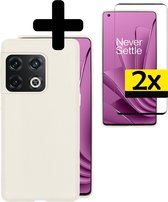 Hoesje Geschikt voor OnePlus 10 Pro Hoesje Siliconen Case Met 2x Screenprotector - Hoes Geschikt voor OnePlus 10 Pro Hoes Siliconen - Wit