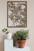Carte de ville en bois Heerlen Notenhout 50x70cm Décoration murale pour City Shapes à accrocher au mur