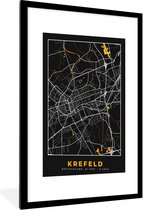 Fotolijst incl. Poster - Krefeld - Goud - Stadskaart - Plattegrond - Kaart - Duitsland - 60x90 cm - Posterlijst