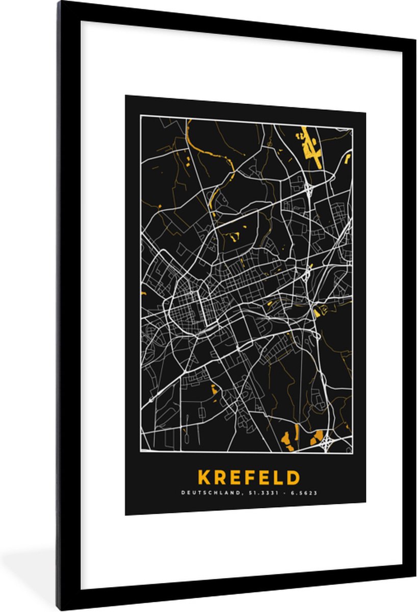 Fotolijst Incl Poster Krefeld Goud Stadskaart Plattegrond Kaart Duitsland Bol Com