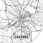 Poster Frankrijk - Castres - Kaart - Plattegrond - Stadskaart - Zwart wit - 100x100 cm XXL