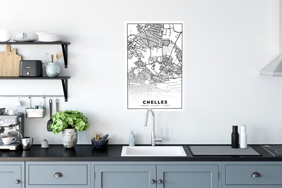 Affiche France - Chelles - Plan de ville - Plan - Plan - Zwart et blanc - 40x60 cm