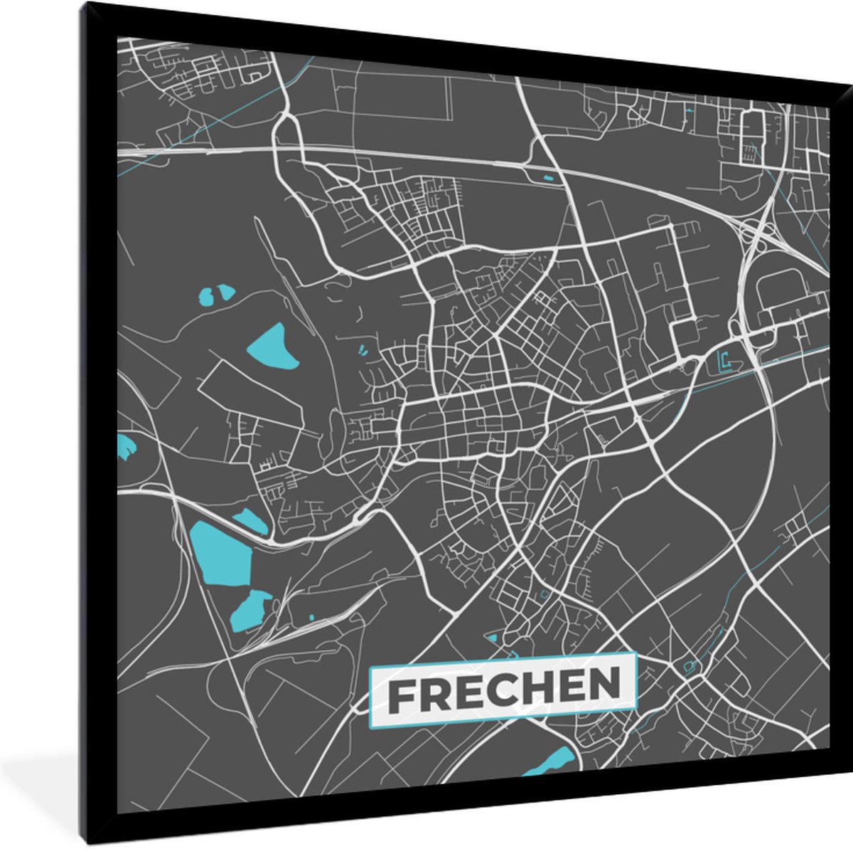 Fotolijst Incl Poster Frechen Stadskaart Blauw Plattegrond Stadskaart Bol Com