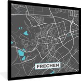 Fotolijst incl. Poster - Frechen – Stadskaart – Blauw – Plattegrond – Stadskaart – Kaart - Duitsland - 40x40 cm - Posterlijst