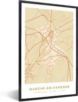 Fotolijst incl. Poster - Vintage - Kaart - Plattegrond - Marche-en-Famenne - Stadskaart - 40x60 cm - Posterlijst