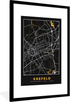Fotolijst incl. Poster - Krefeld - Goud - Stadskaart - Plattegrond - Kaart - Duitsland - 80x120 cm - Posterlijst