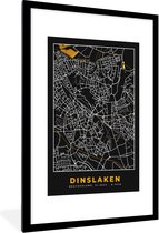 Fotolijst incl. Poster - Duitsland – Black and Gold – Dinslaken – Stadskaart – Kaart – Plattegrond - 80x120 cm - Posterlijst