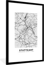 Fotolijst incl. Poster - Duitsland - Stadskaart - Plattegrond - Stuttgart - Kaart - 80x120 cm - Posterlijst