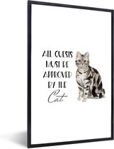Fotolijst incl. Poster - Quotes - Spreuken - All guests must be approved by the cat - Katten - 20x30 cm - Posterlijst