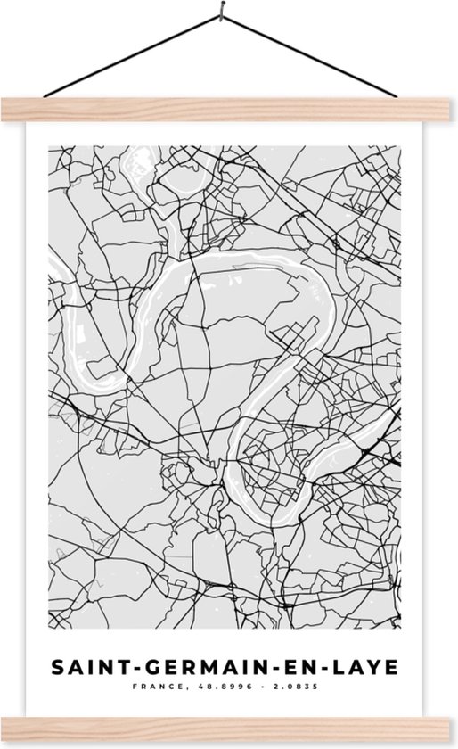 Porte-affiche avec Poster - Affiche scolaire - Plan de la ville - France - Carte - Saint-Germain-en-Laye - Carte - 120x180 cm - Lattes vierges