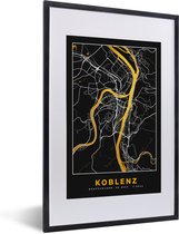 Fotolijst incl. Poster - Stadskaart – Plattegrond – Duitsland – Goud – Koblenz – Kaart - 40x60 cm - Posterlijst