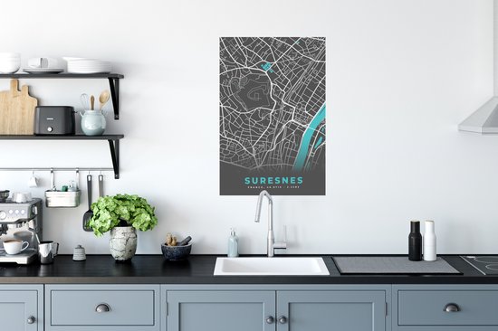 Affiche Suresnes - Carte - Plan - Plan de ville - France - 60x90 cm