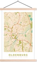 Posterhanger incl. Poster 40x60 cm - Schoolplaat - Kaart - Oldenburg - Vintage - Plattegrond - Stadskaart - Textielposter - Blanke latten - Plattegrond