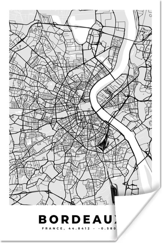 Affiche de ville Bordeaux & Cadre 30x40 cm fin et design - A3
