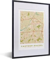 Fotolijst incl. Poster - Plattegrond - Castrop-Rauxel - Kaart - Stadskaart - Vintage - 30x40 cm - Posterlijst