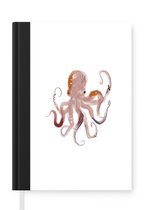 Notitieboek - Schrijfboek - Octopus - Zee - Waterverf - Tekening - Notitieboekje klein - A5 formaat - Schrijfblok