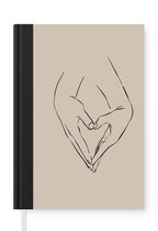 Notitieboek - Schrijfboek - Line art - Liefde - Valentijn cadeautje voor hem - Notitieboekje klein - A5 formaat - Schrijfblok