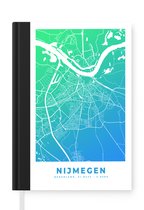Notitieboek - Schrijfboek - Stadskaart - Nijmegen - Blauw - Groen - Notitieboekje klein - A5 formaat - Schrijfblok - Plattegrond