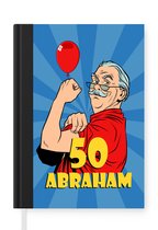 Notitieboek - Schrijfboek - Man - Verjaardag - 50 jaar Abraham - Blauw - Notitieboekje klein - A5 formaat - Schrijfblok