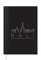 Notitieboek - Schrijfboek - Skyline "Bali" zwart - Notitieboekje klein - A5 formaat - Schrijfblok