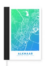 Notitieboek - Schrijfboek - Stadskaart - Alkmaar - Blauw - Groen - Notitieboekje klein - A5 formaat - Schrijfblok - Plattegrond