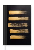 Notitieboek - Schrijfboek - Patroon van gouden verf op een zwarte achtergrond - Notitieboekje klein - A5 formaat - Schrijfblok