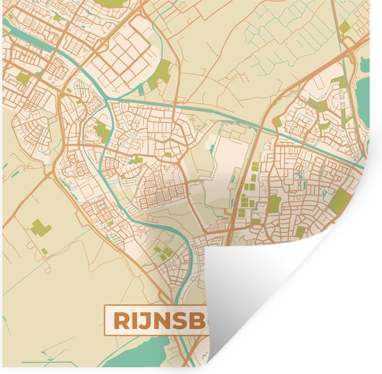 Stickers Stickers muraux - Rijnsburg - Carte - Carte - Plan de la ville - 80x80 cm - Feuille adhésive