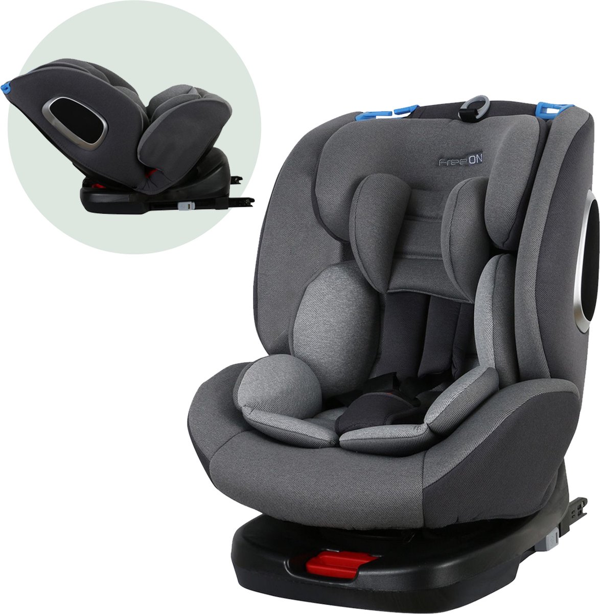 FreeON autostoel Polar 360° draaibaar met isoFix Grijs (0-36kg) - Groep 0-1-2-3 autostoel voor kinderen van 0 tot 12 jaar