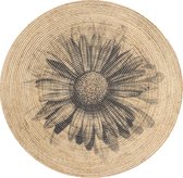 Rumba 3057- Rond 80cm Flower vloerkleed bohemien tapijt handgezaagde gerecycleerd katoen