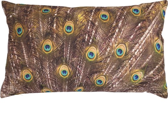 Kussenhoes Joly Peacock Long | Pauw | Veren | Rechthoekig | 30 x 50 cm | Exclusief binnenkussen