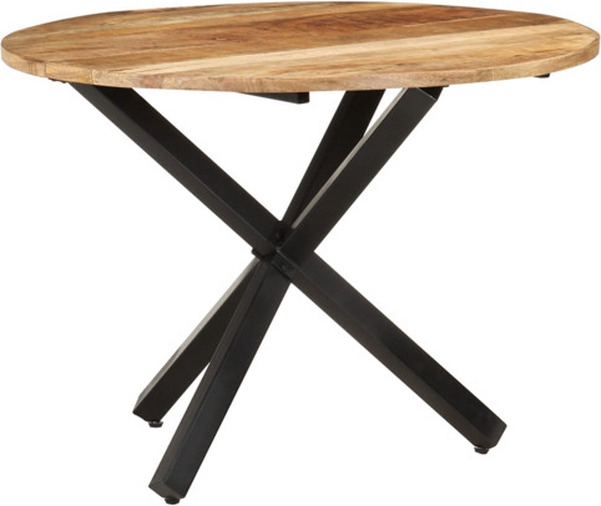 vidaXL Eettafel - rond - 100x100x75 - cm - ruw - mangohout Bruin