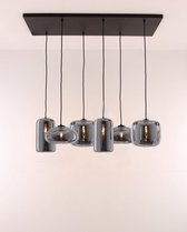 Hanglamp EEF Folded - smoke rookglas glazen - 6xE27 - 100cm