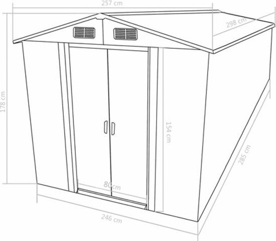 vidaXL - Tuinschuur - 257x298x178 - cm - metaal - antracietkleurig