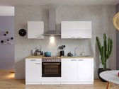 Goedkope keuken 210  cm - complete keuken met apparatuur Malia  - Wit/Wit - soft close - keramische kookplaat    - afzuigkap - oven    - spoelbak