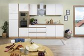 Goedkope keuken 345  cm - complete keuken met apparatuur Lorena  - Eiken/Wit - soft close - inductie kookplaat - vaatwasser   - oven - magnetron  - spoelbak