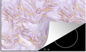 KitchenYeah® Inductie beschermer 80.2x52.2 cm - Abstract - Marmer print - Goud - Paars - Patroon - Kookplaataccessoires - Afdekplaat voor kookplaat - Inductiebeschermer - Inductiemat - Inductieplaat mat